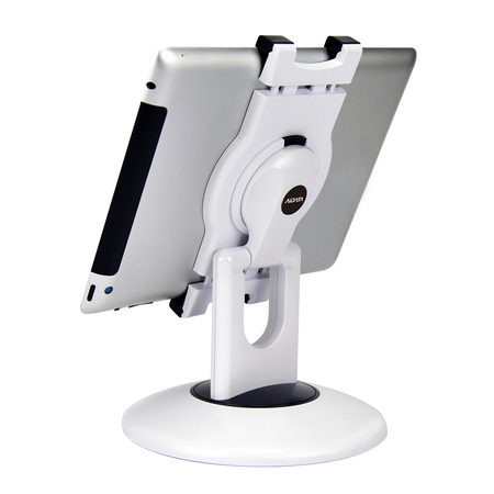 AIDATA Universal Tablet Multistand, Desktop Weighted Base, 360° Rotation, White US-2002W